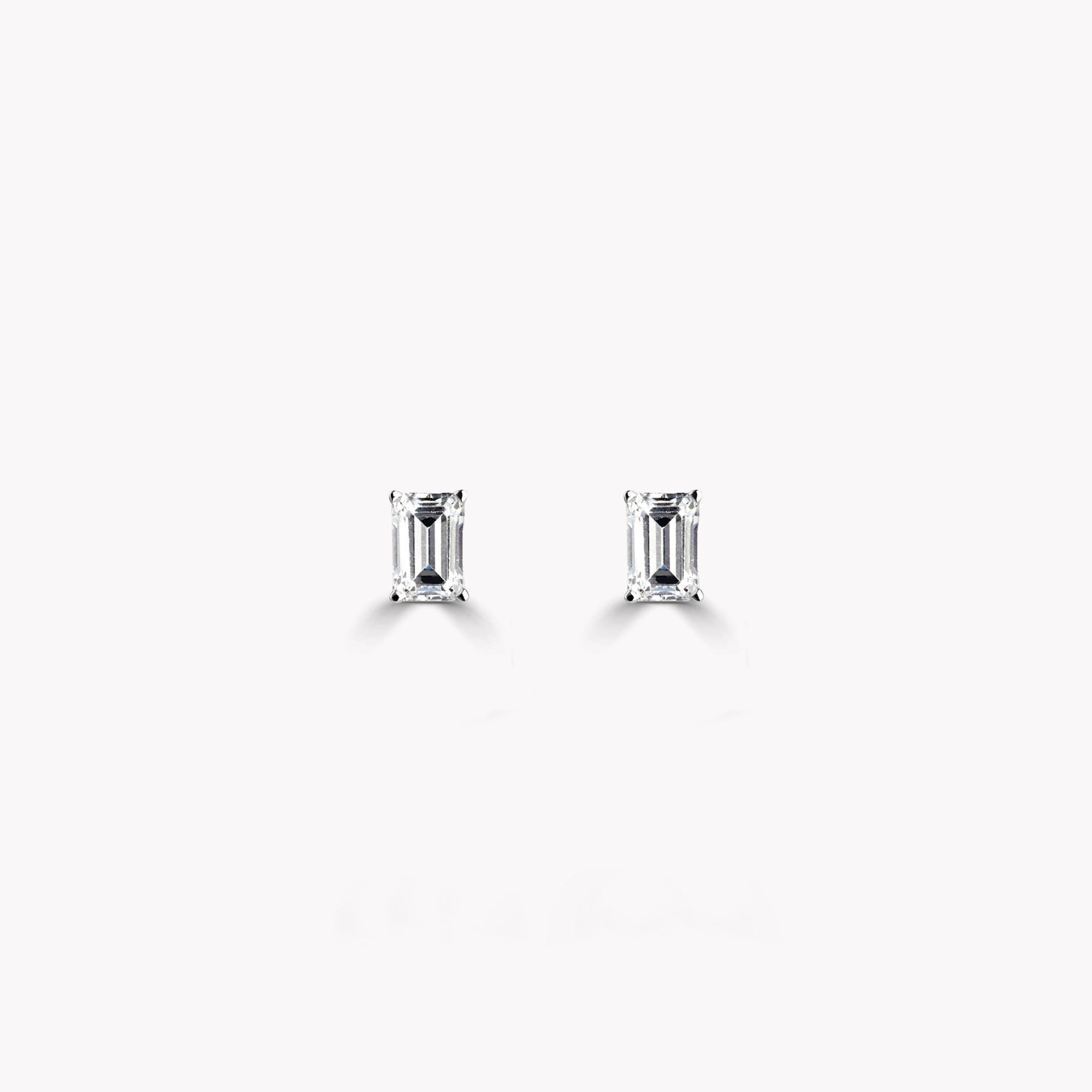 Emerald Cut Diamond Stud Earrings