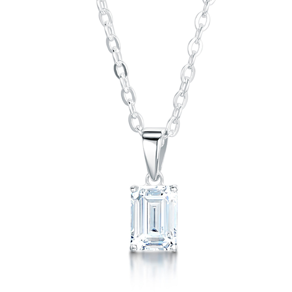Emerald Cut Diamond Pendant Plain Bail