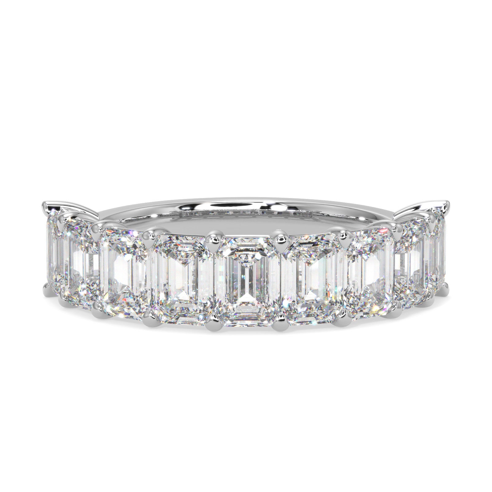 Emerald Cut Diamond Half Eternity Band