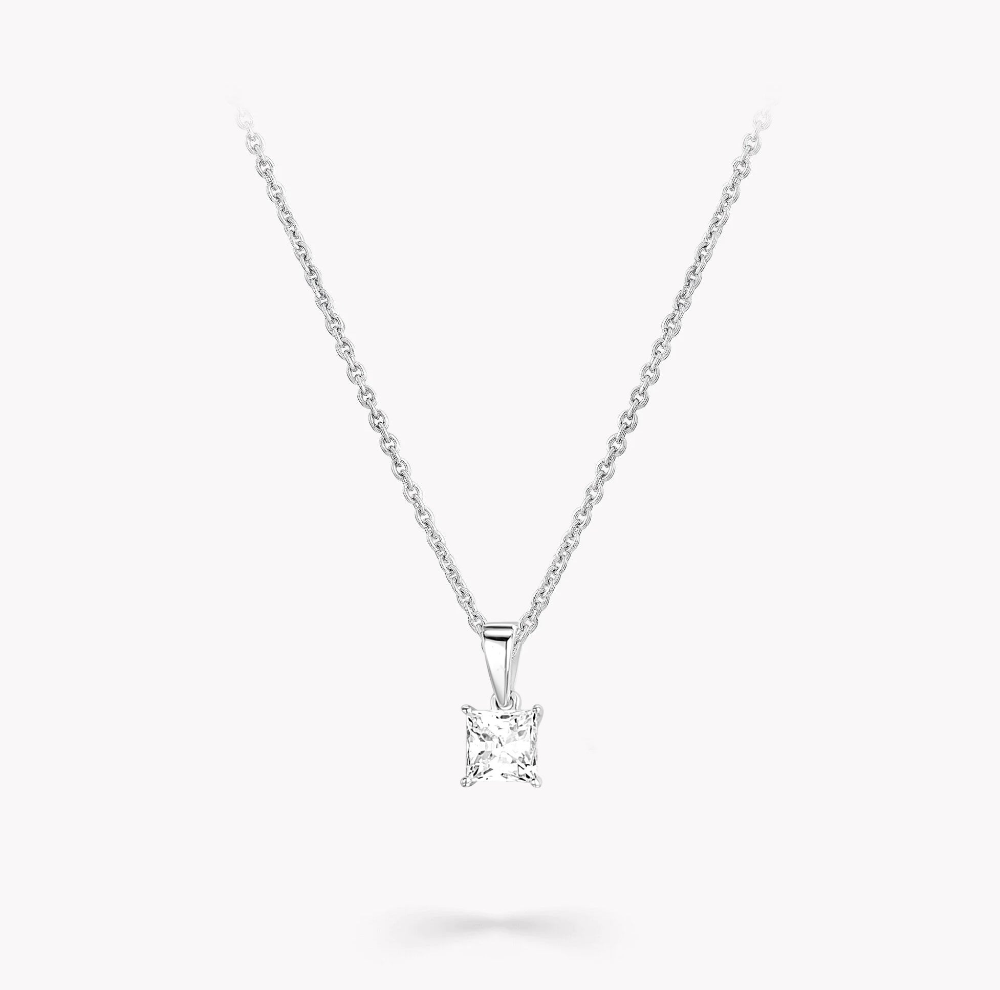 Princess Cut Diamond Pendant Plain Bail