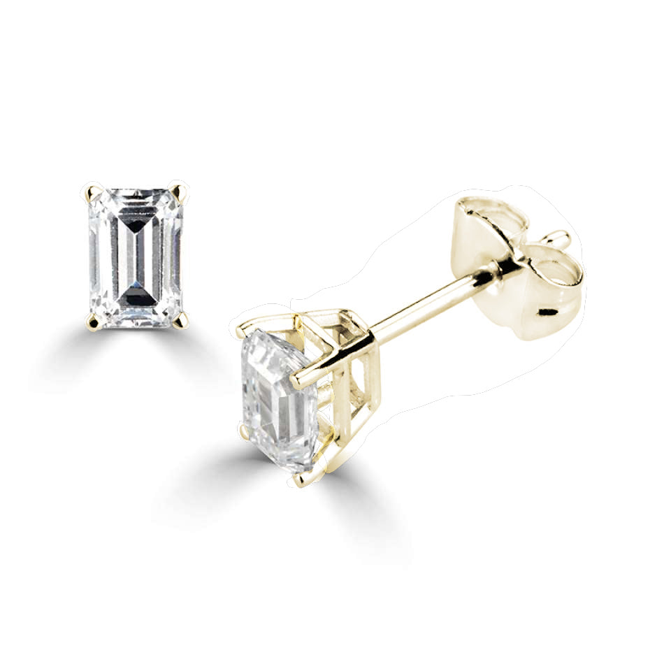 Emerald Cut Diamond Stud Earrings