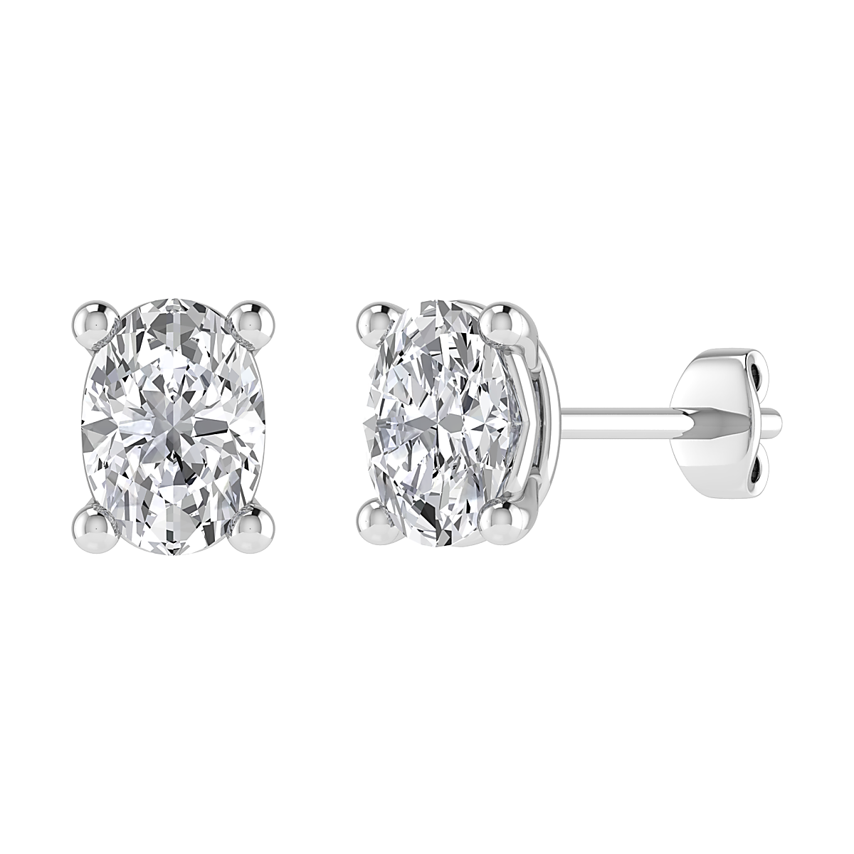 Oval Diamond Stud Earrings