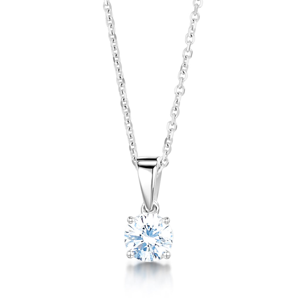 Round Diamond Pendant Plain Bail
