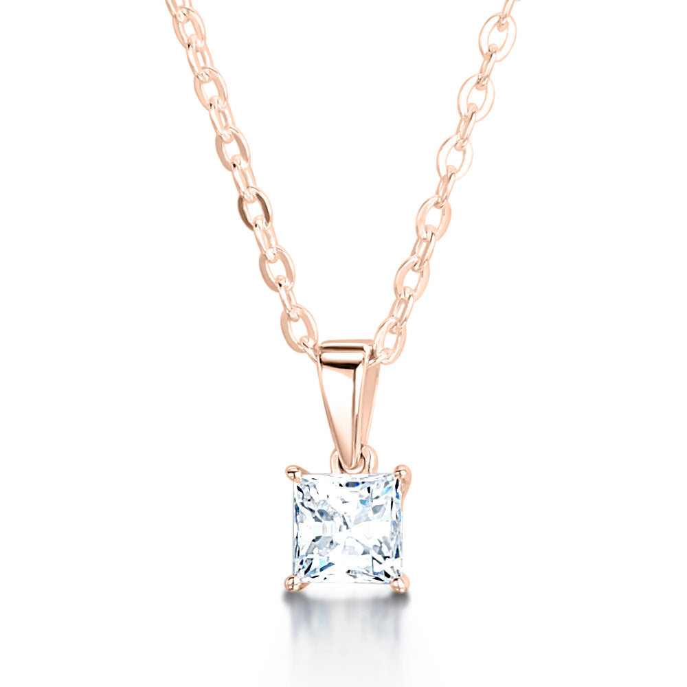 Princess Cut Diamond Pendant Plain Bail