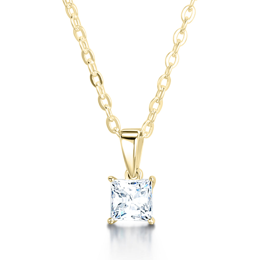 Princess Cut Diamond Pendant Plain Bail