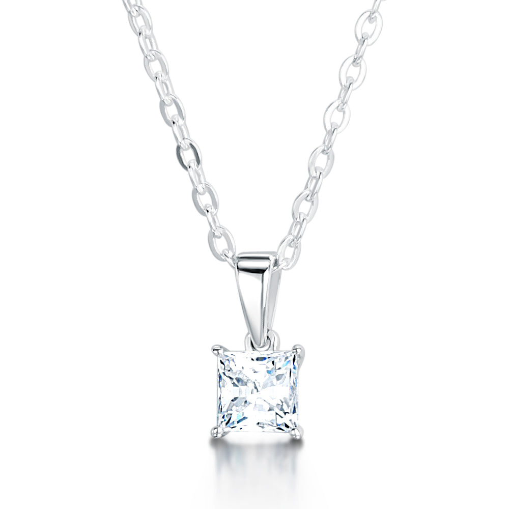 Princess Cut Diamond Pendant Plain Bail