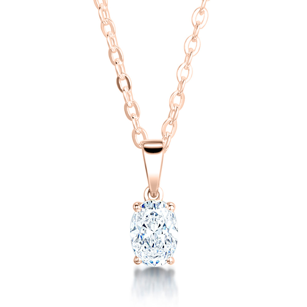 Oval Diamond Pendant Plain Bail