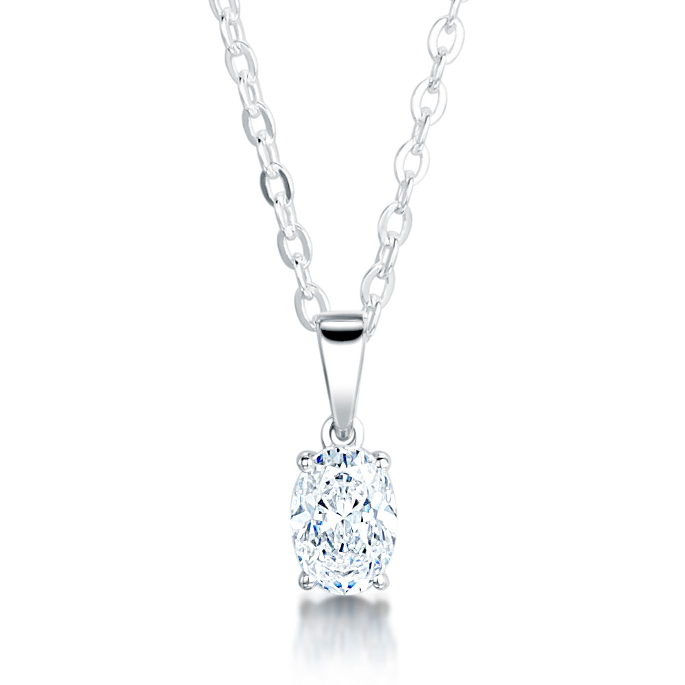 Oval Diamond Pendant Plain Bail