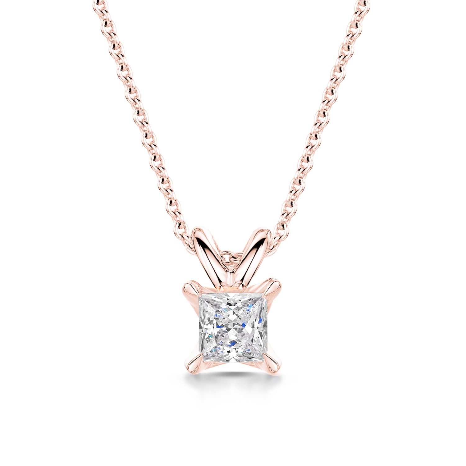 Princess Cut Diamond Pendant Split Bail