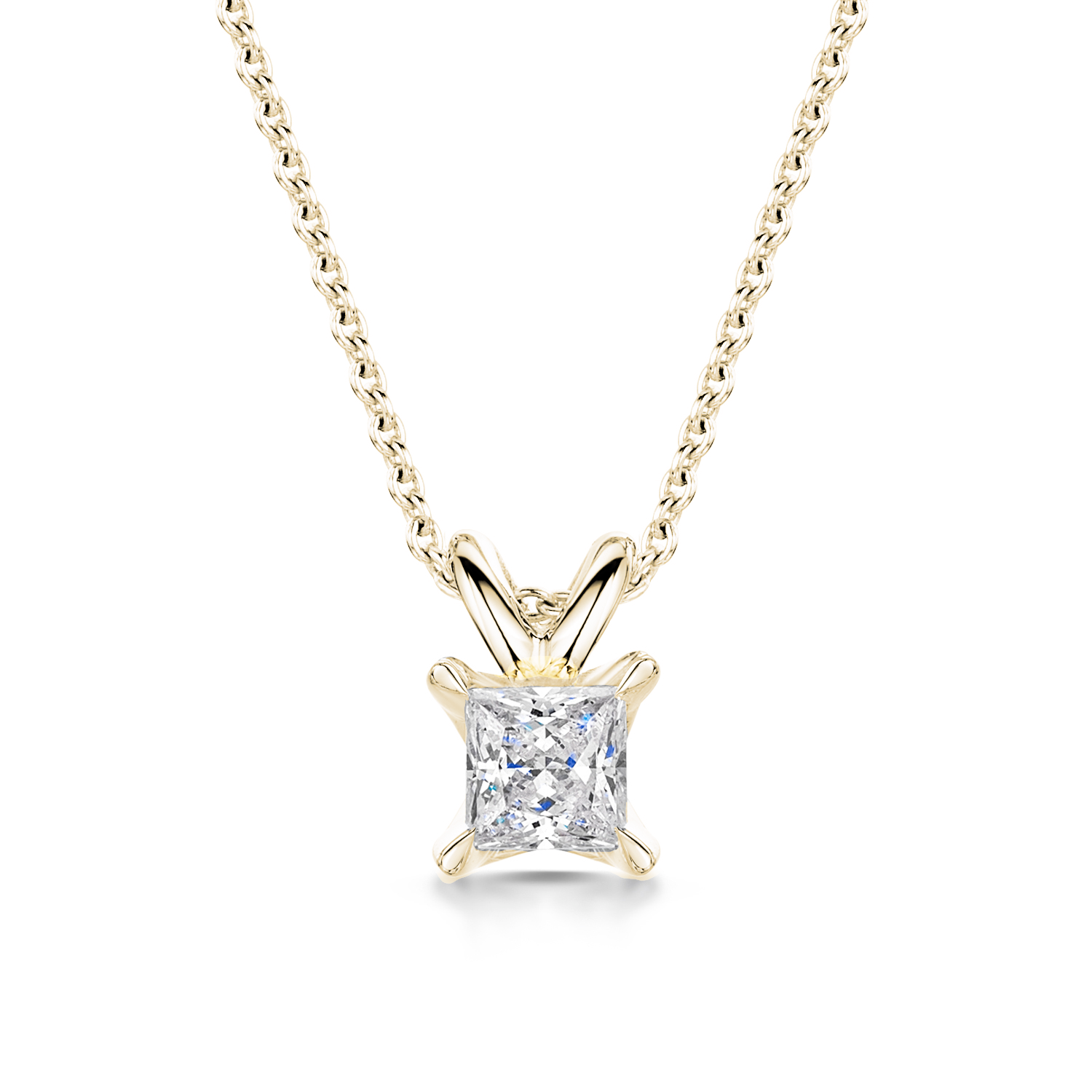 Princess Cut Diamond Pendant Split Bail