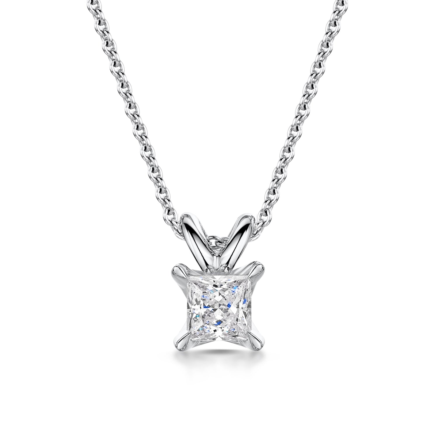 Princess Cut Diamond Pendant Split Bail
