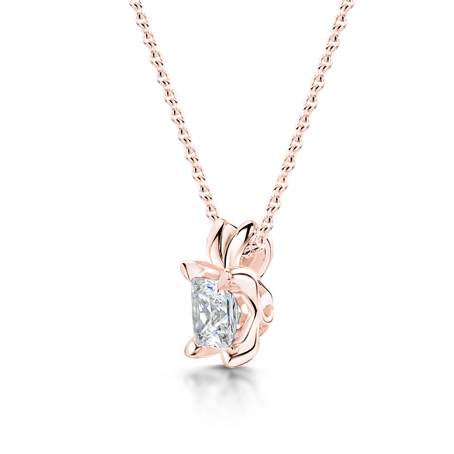Princess Cut Diamond Pendant Split Bail