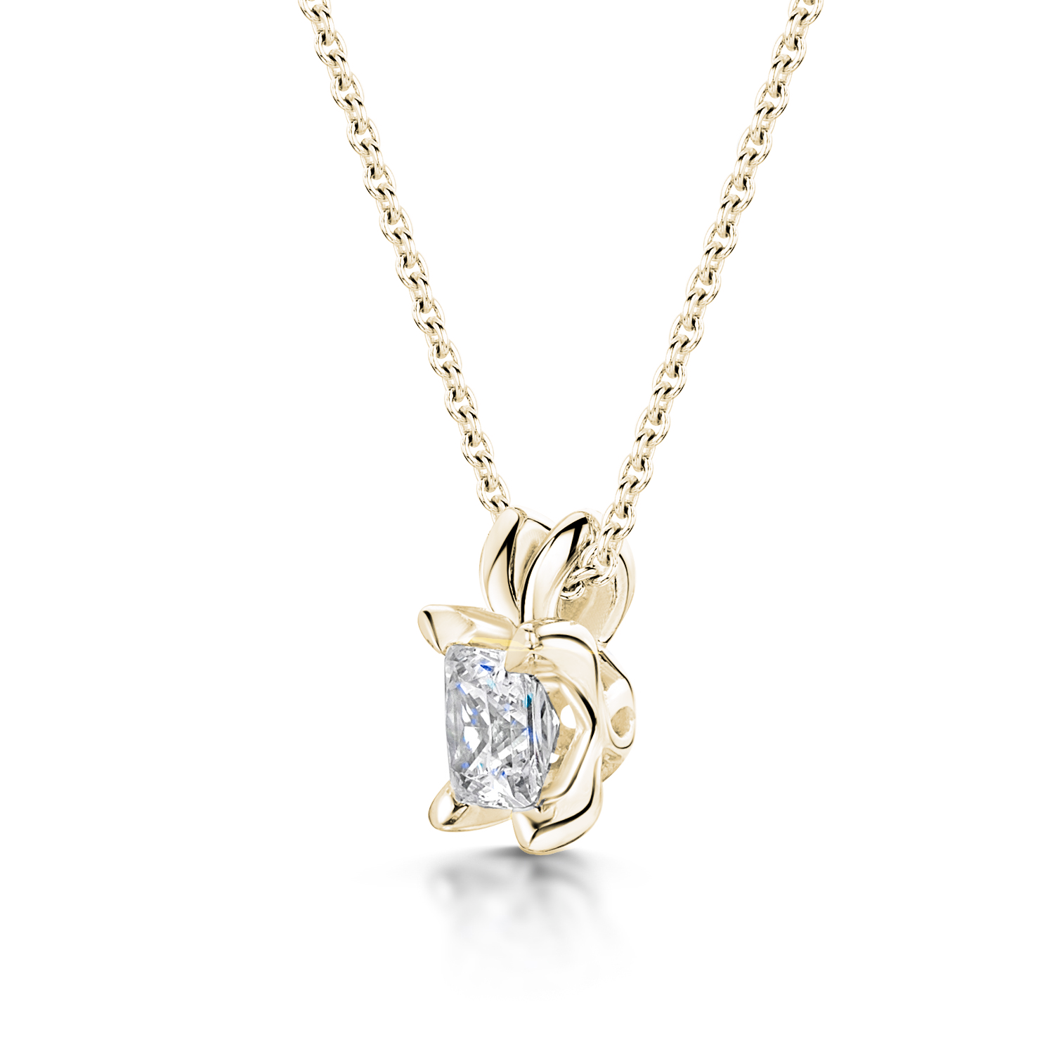 Princess Cut Diamond Pendant Split Bail