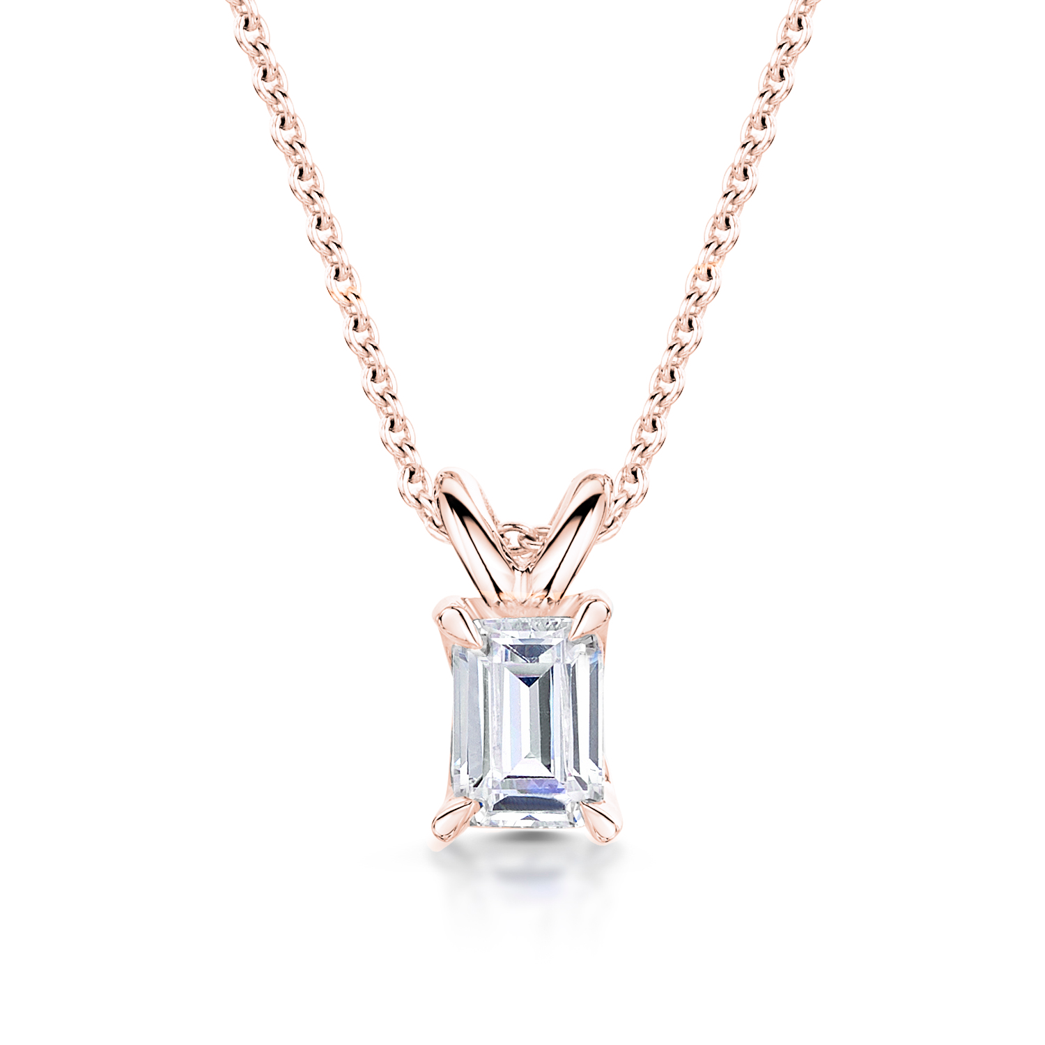 Emerald Cut Diamond Pendant Split Bail