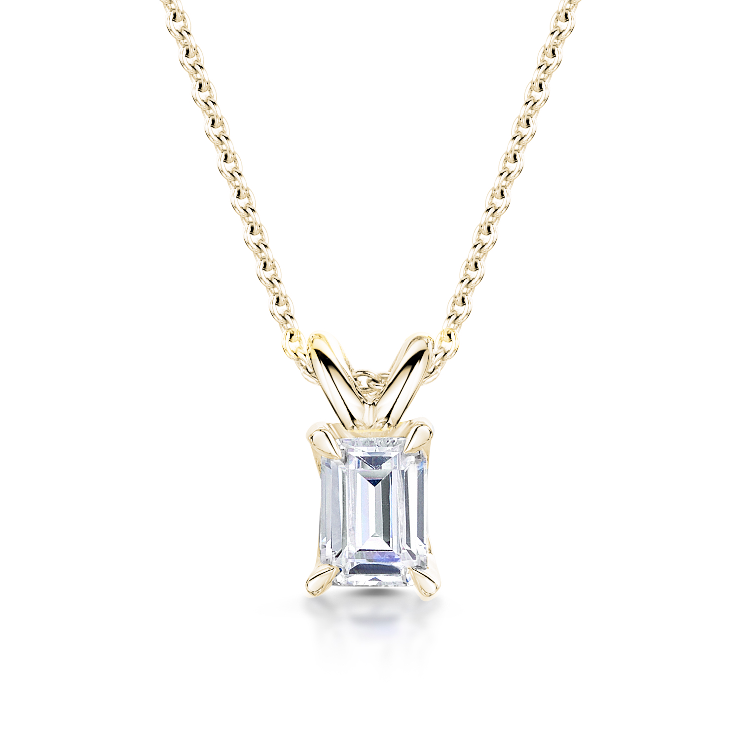 Emerald Cut Diamond Pendant Split Bail