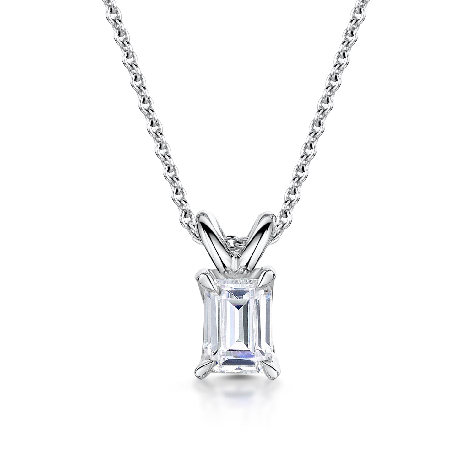 Emerald Cut Diamond Pendant Split Bail