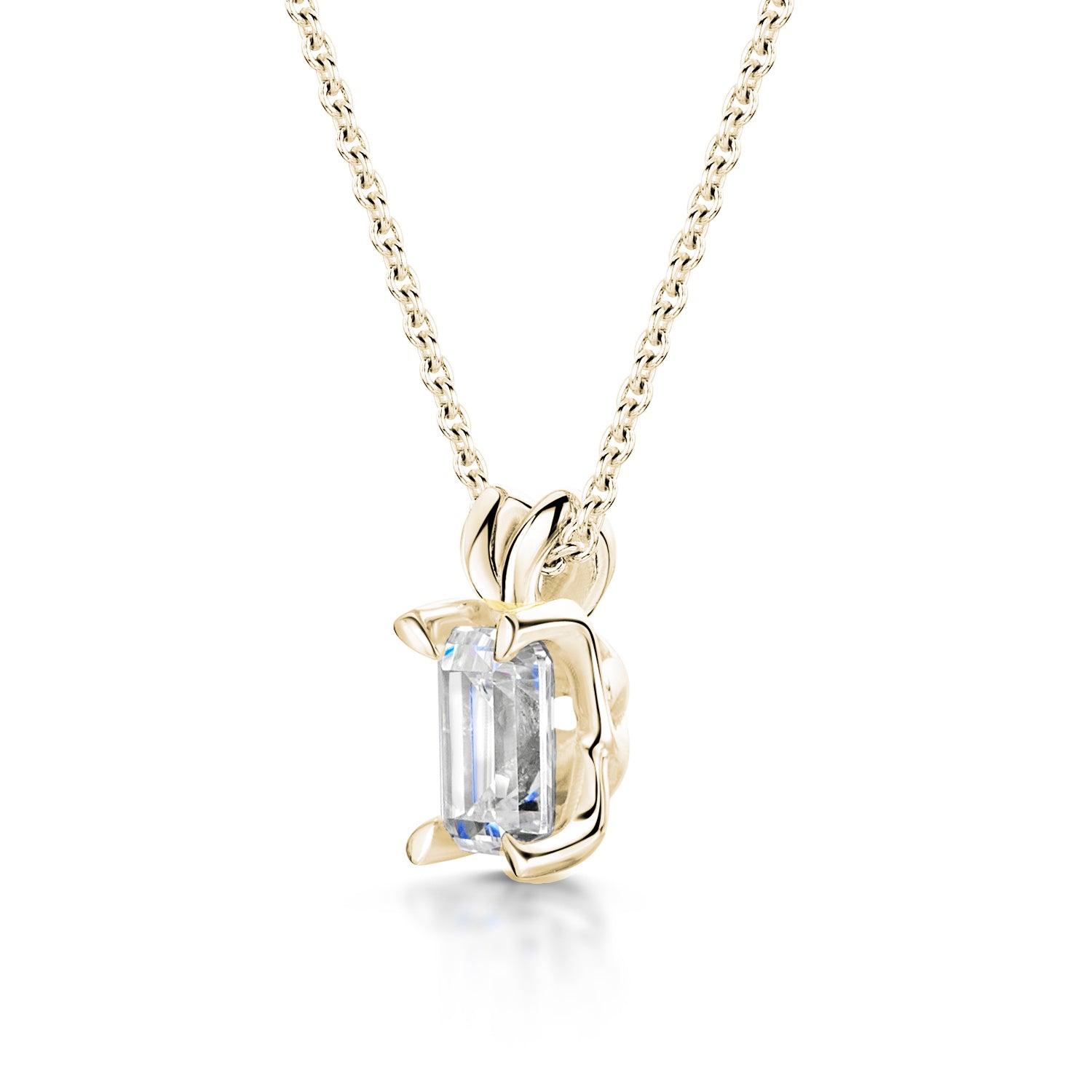 Emerald Cut Diamond Pendant Split Bail