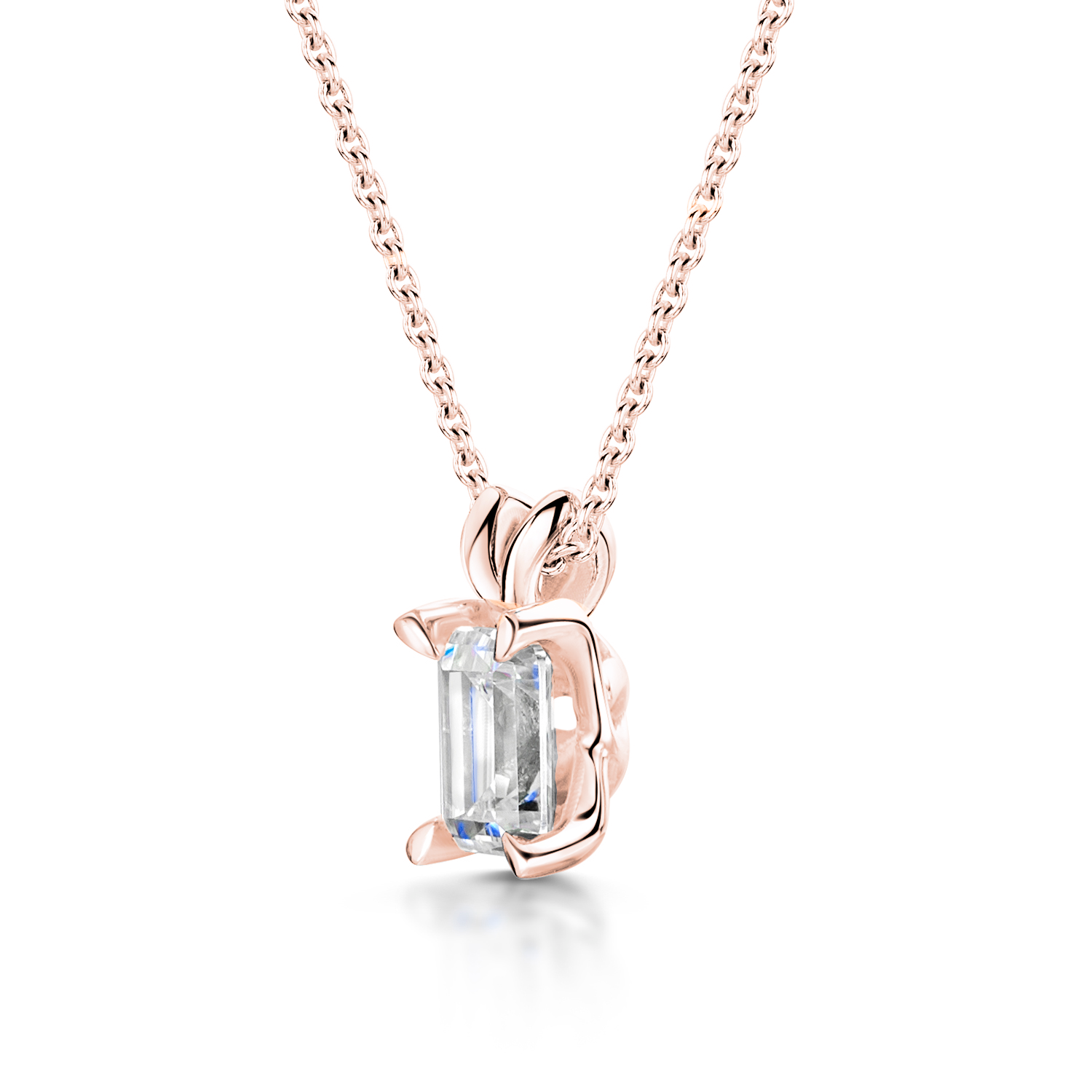 Emerald Cut Diamond Pendant Split Bail