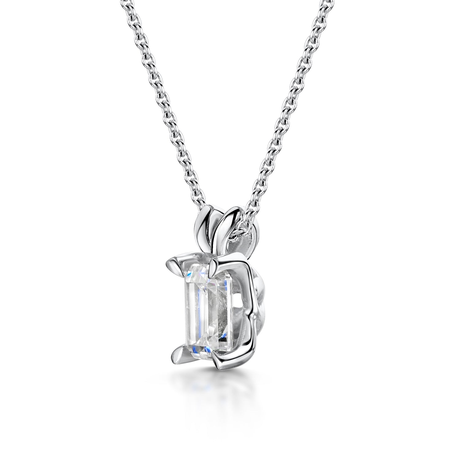 Emerald Cut Diamond Pendant Split Bail