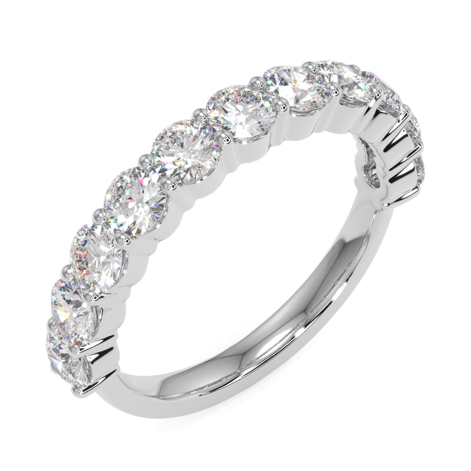 Round Diamond Half Eternity Band