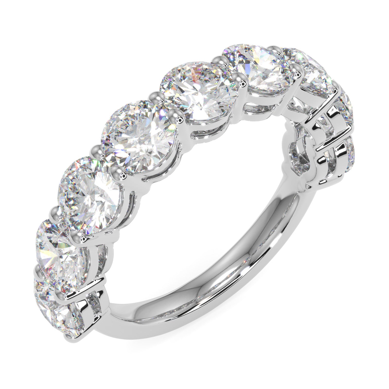 Round Diamond Half Eternity Band