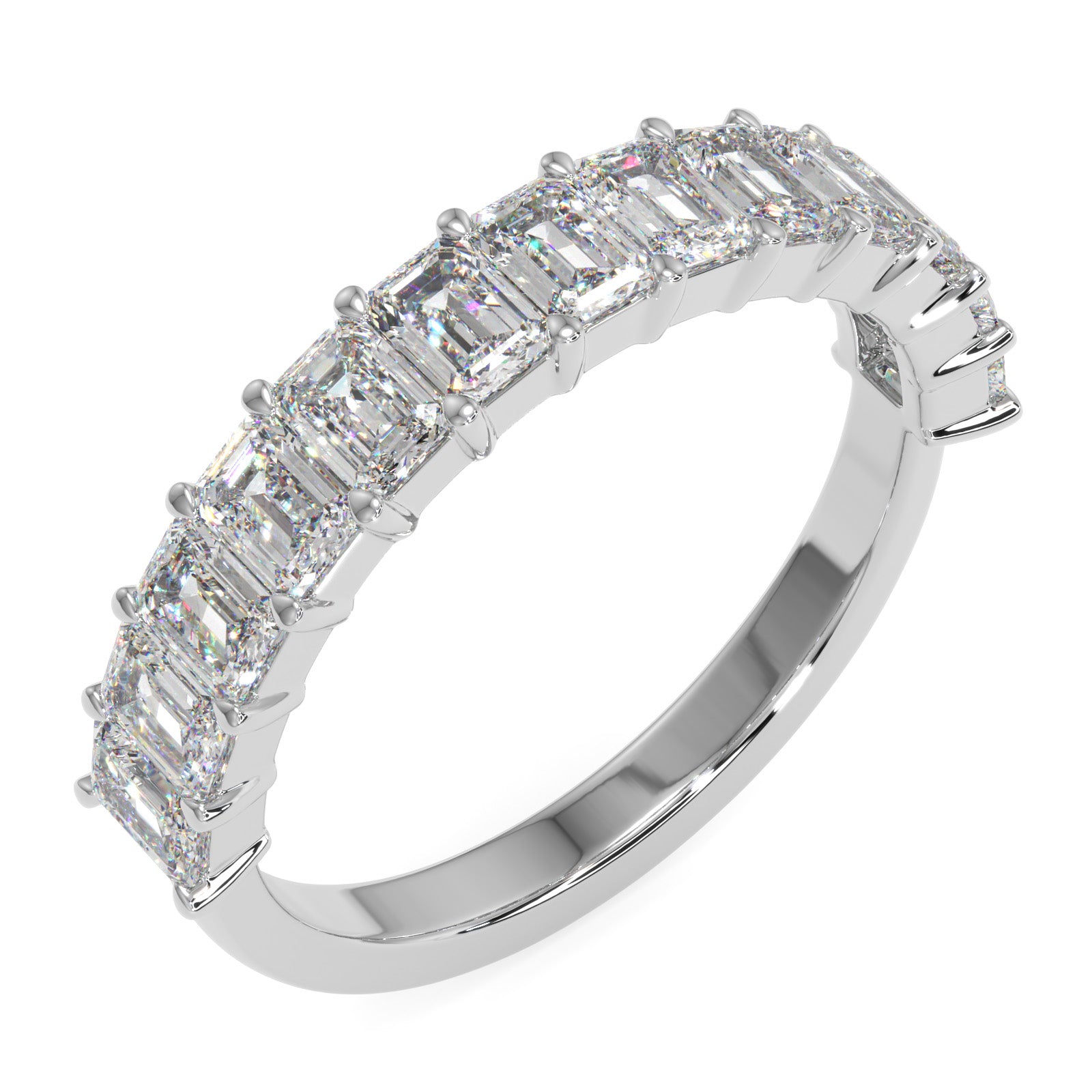 Emerald Cut Diamond Half Eternity Band