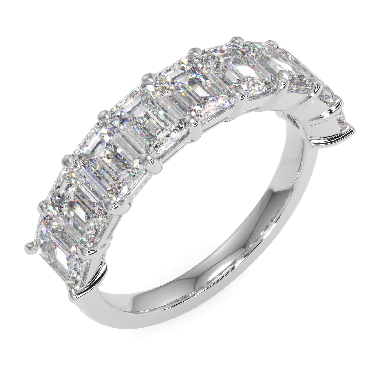 Emerald Cut Diamond Half Eternity Band