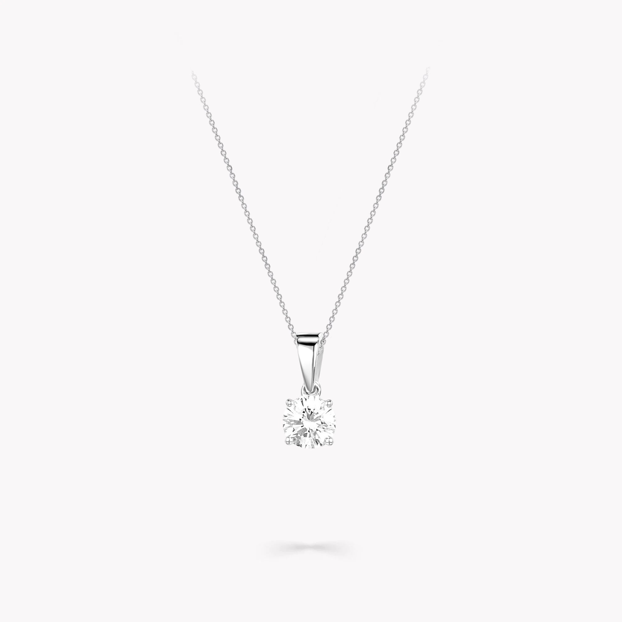 Round Diamond Pendant Plain Bail