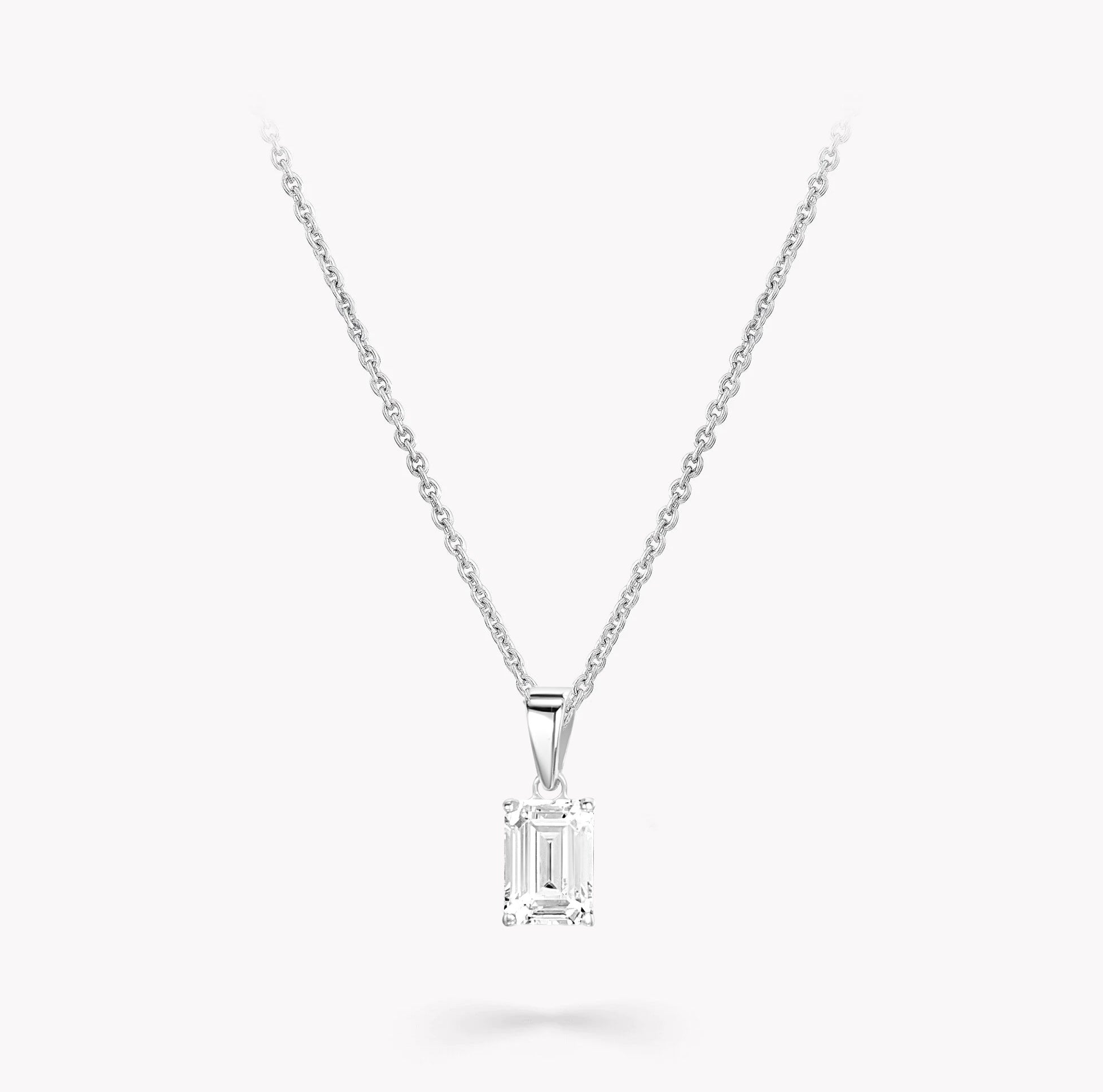 Emerald Cut Diamond Pendant Plain Bail