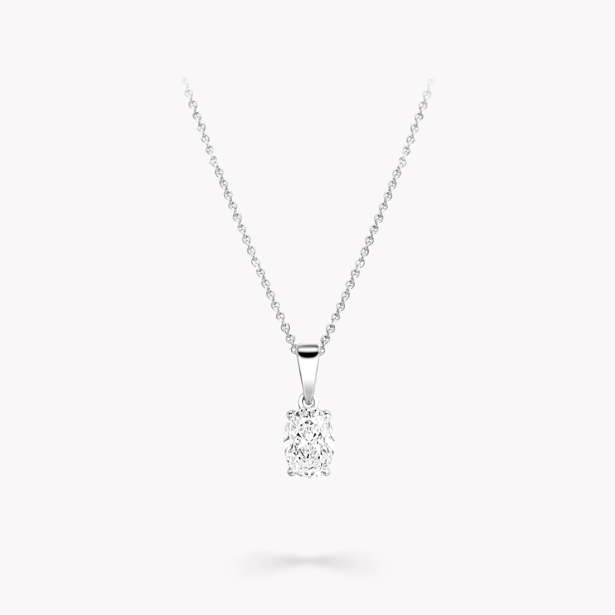 Oval Diamond Pendant Plain Bail