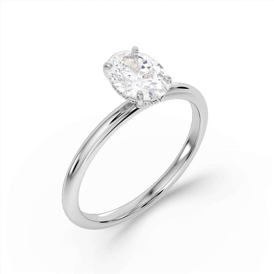 True Oval Cut Diamond Engagement Ring