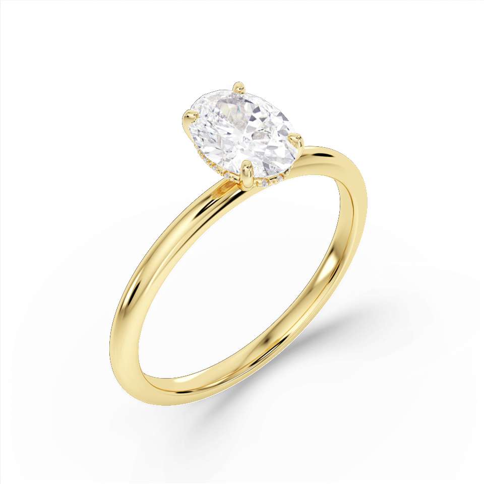 True Oval Cut Diamond Engagement Ring