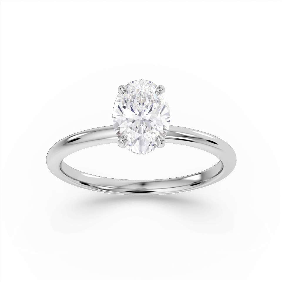 True Oval Cut Diamond Engagement Ring