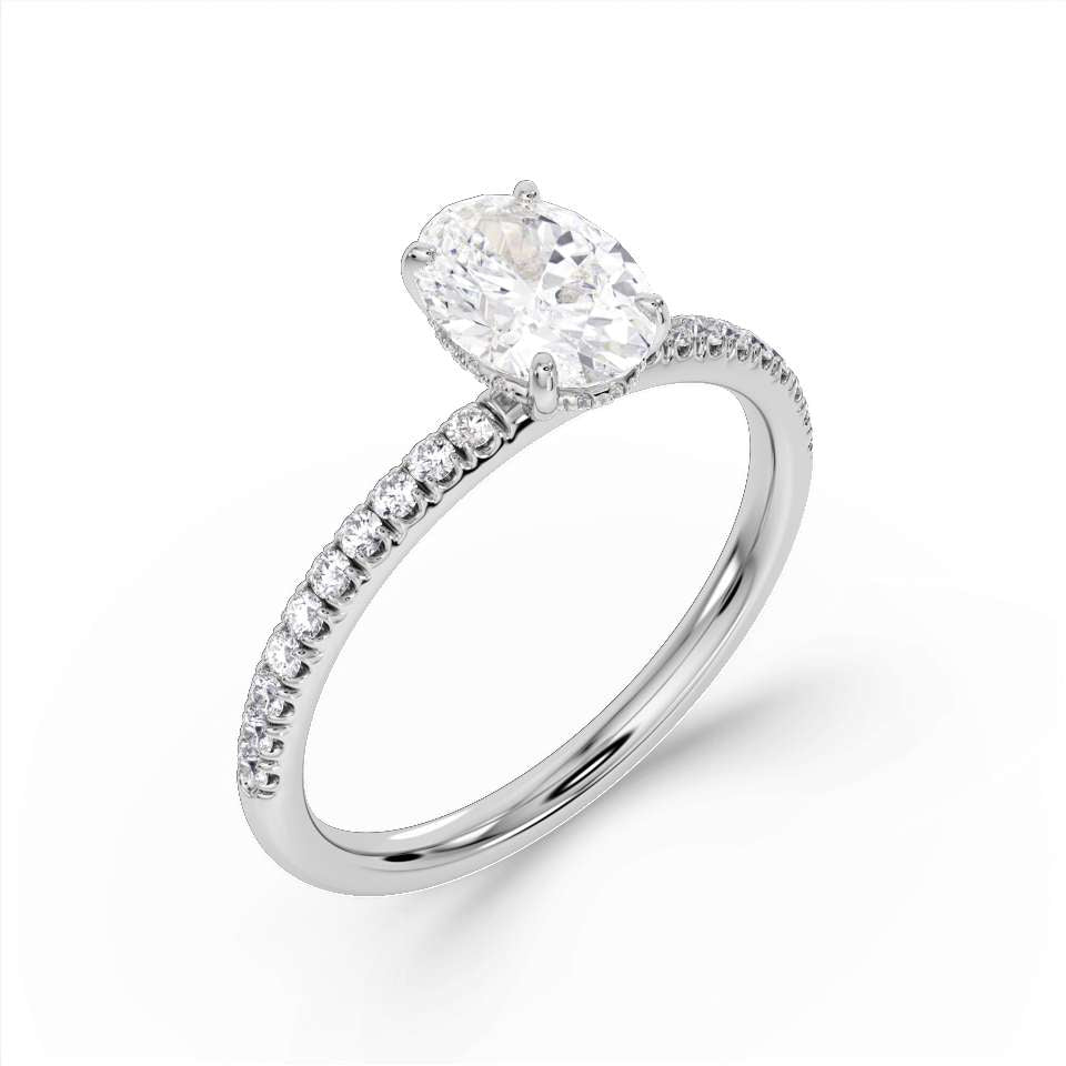 True Oval Cut Diamond Engagement Ring