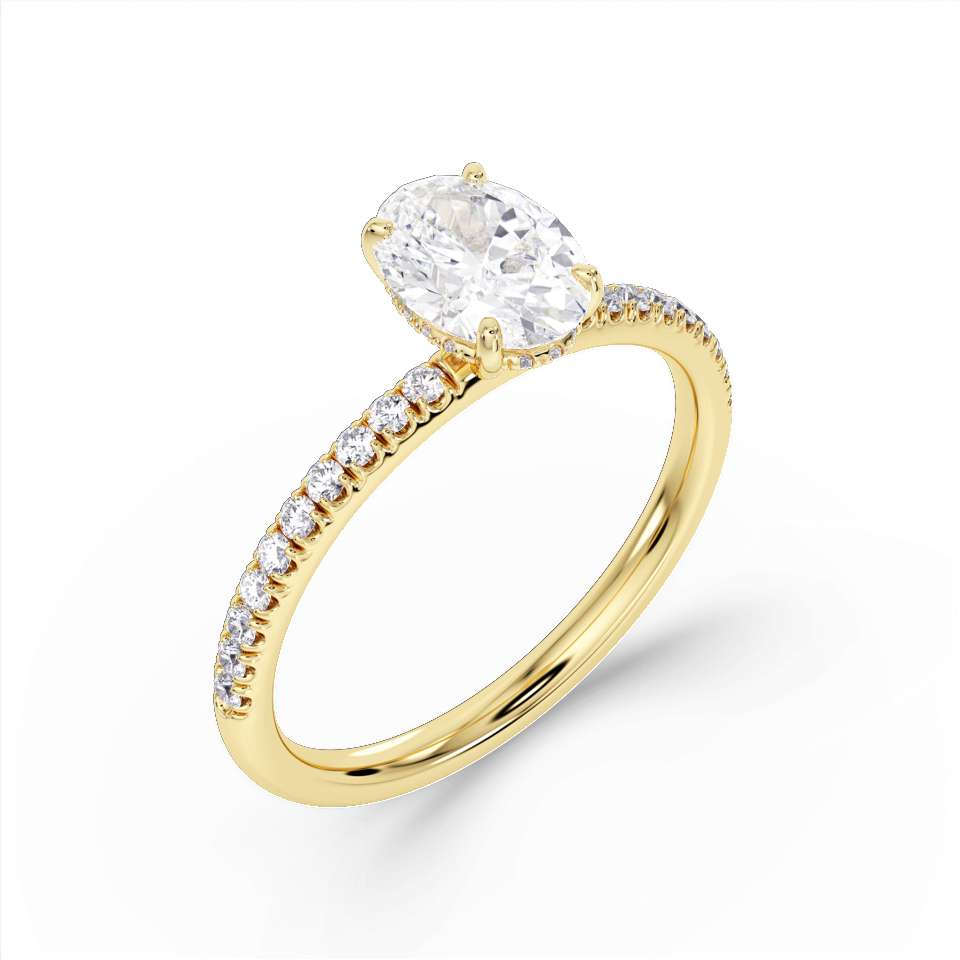 True Oval Cut Diamond Engagement Ring
