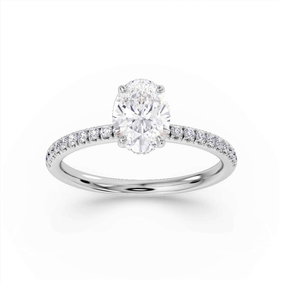 True Oval Cut Diamond Engagement Ring