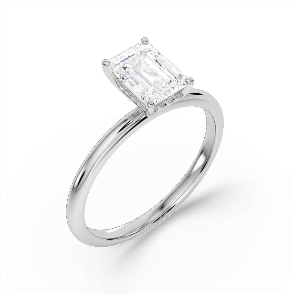 True Emerald Cut Diamond Engagement Ring