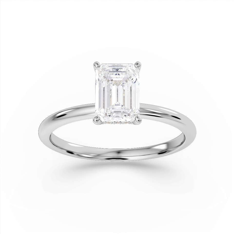 True Emerald Cut Diamond Engagement Ring