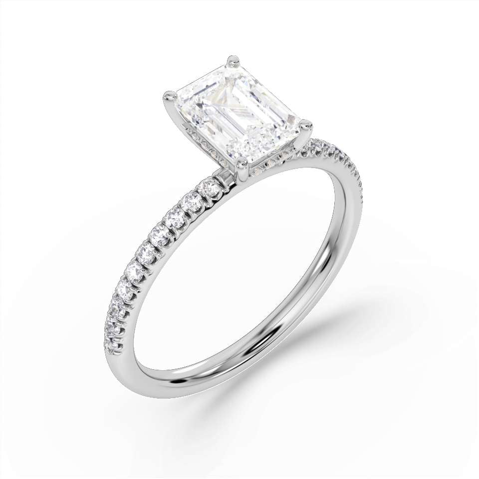 True Emerald Cut Diamond Engagement Ring