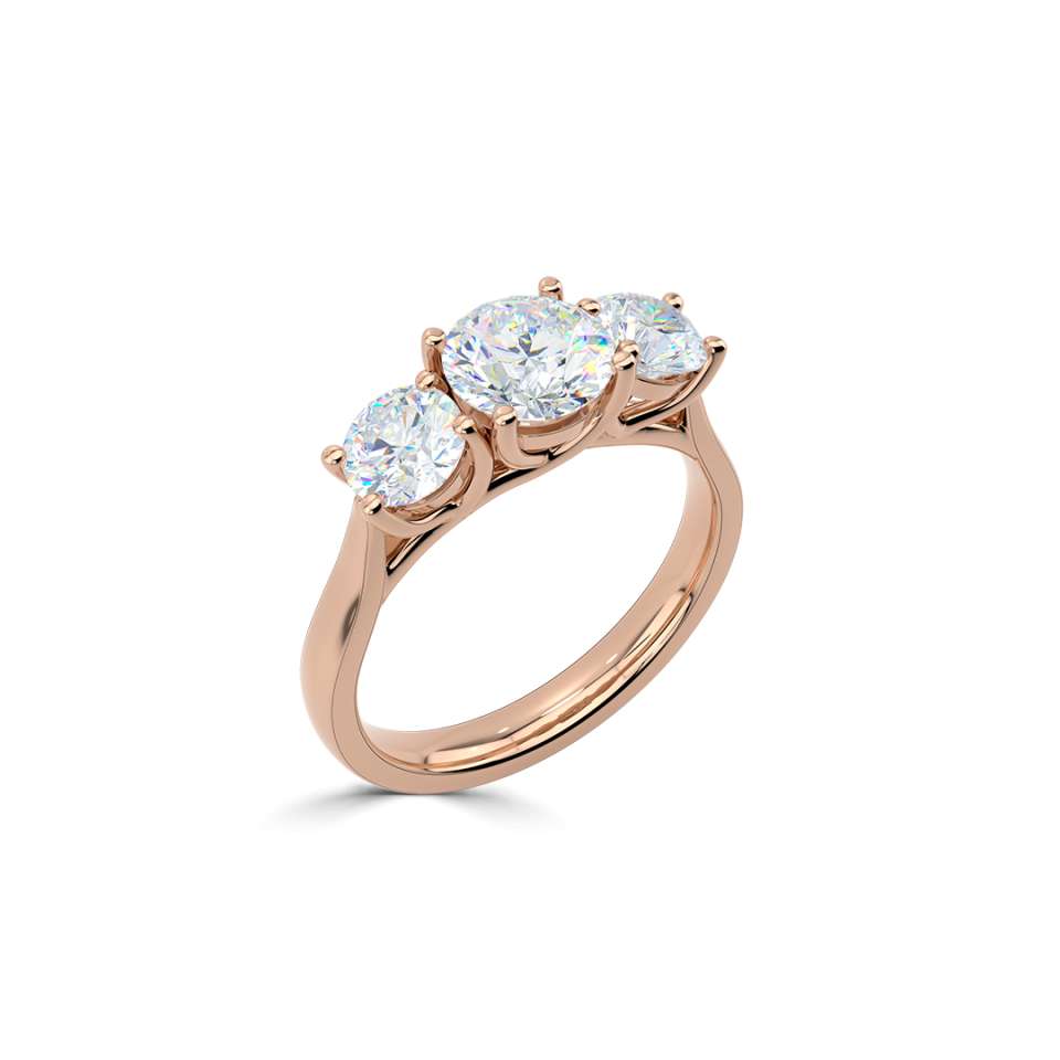 Three Stone Round Diamond Engagement Ring