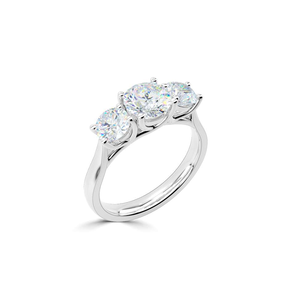 Three Stone Round Diamond Engagement Ring