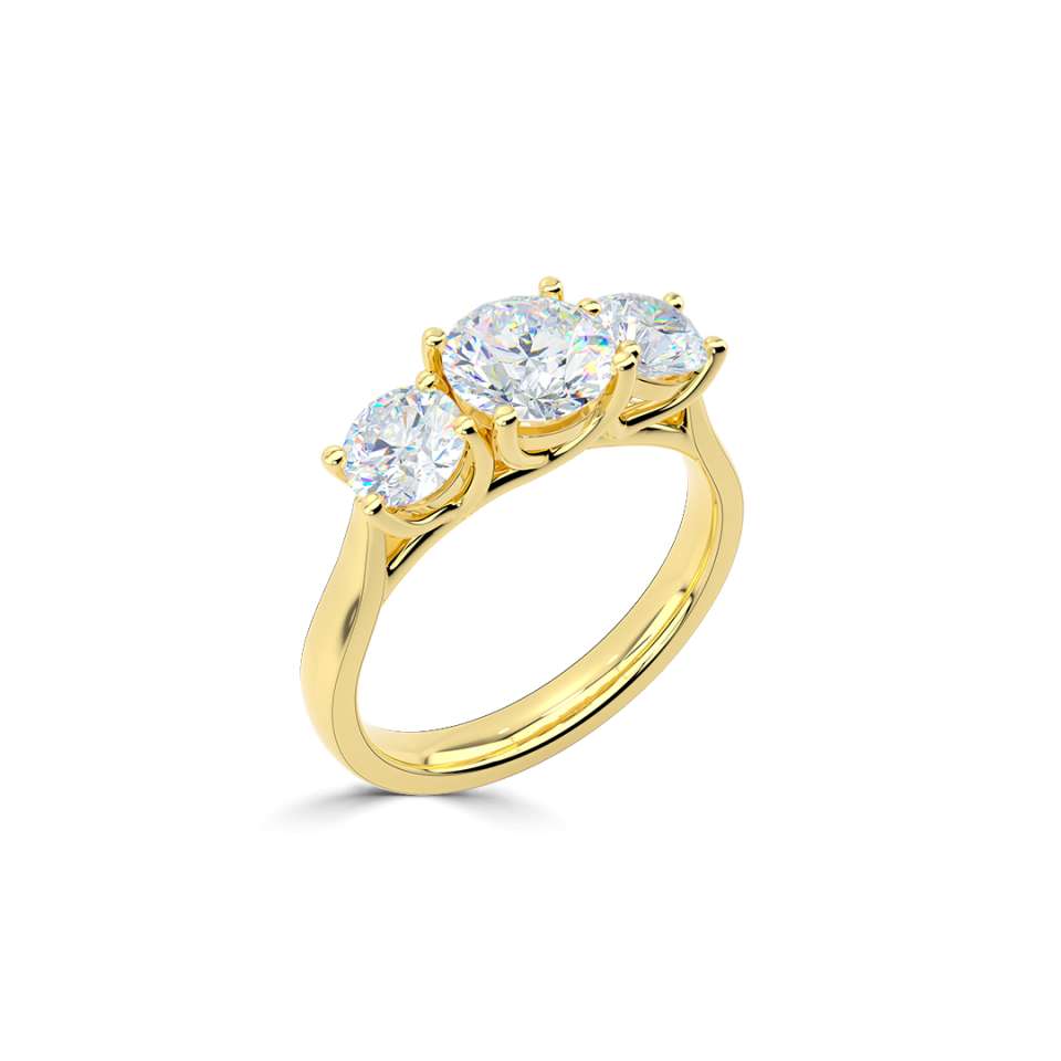 Three Stone Round Diamond Engagement Ring