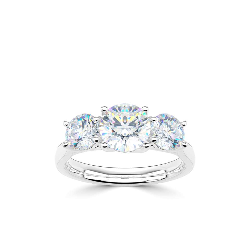 Three Stone Round Diamond Engagement Ring